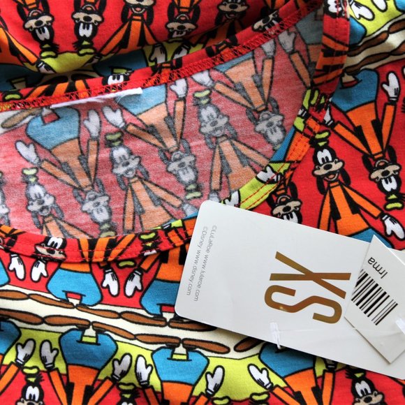 LulaRoe Disney IRMA Red Sz XS Goofy Anthropomorphic Dog Tunic Top New High Low - Picture 7 of 9